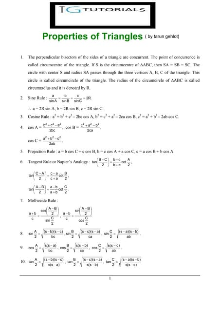 Propeties of-triangles