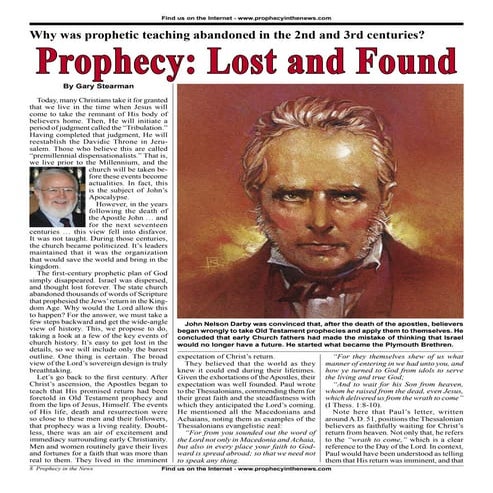 Prophecy Lost And Found  -  Prophecy In The News Magazine -  March 2007