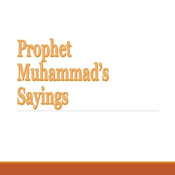 Prophet Muhammad's Sayings