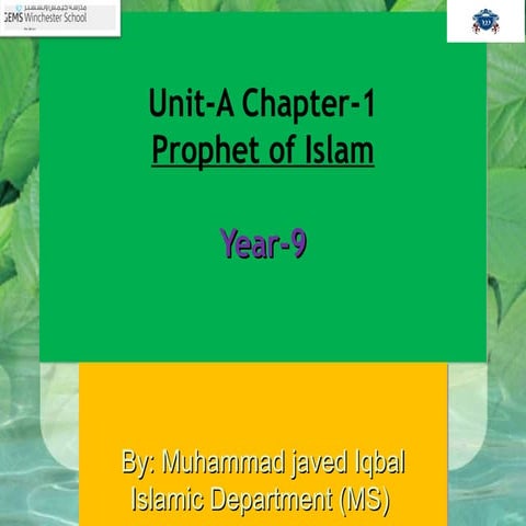 Prophets of islam yr 9 ppt by m uhammad javed iqbal