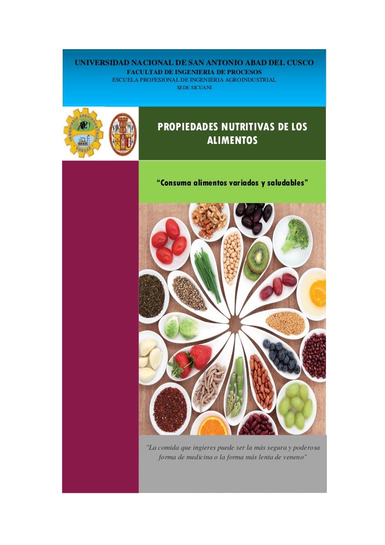 Propiedades Nutritivas de los Alimentos
