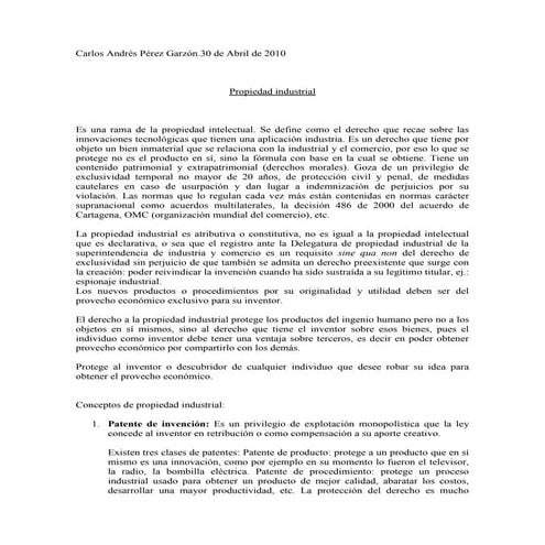 Propiedad industrial en Colombia (Síntesis)