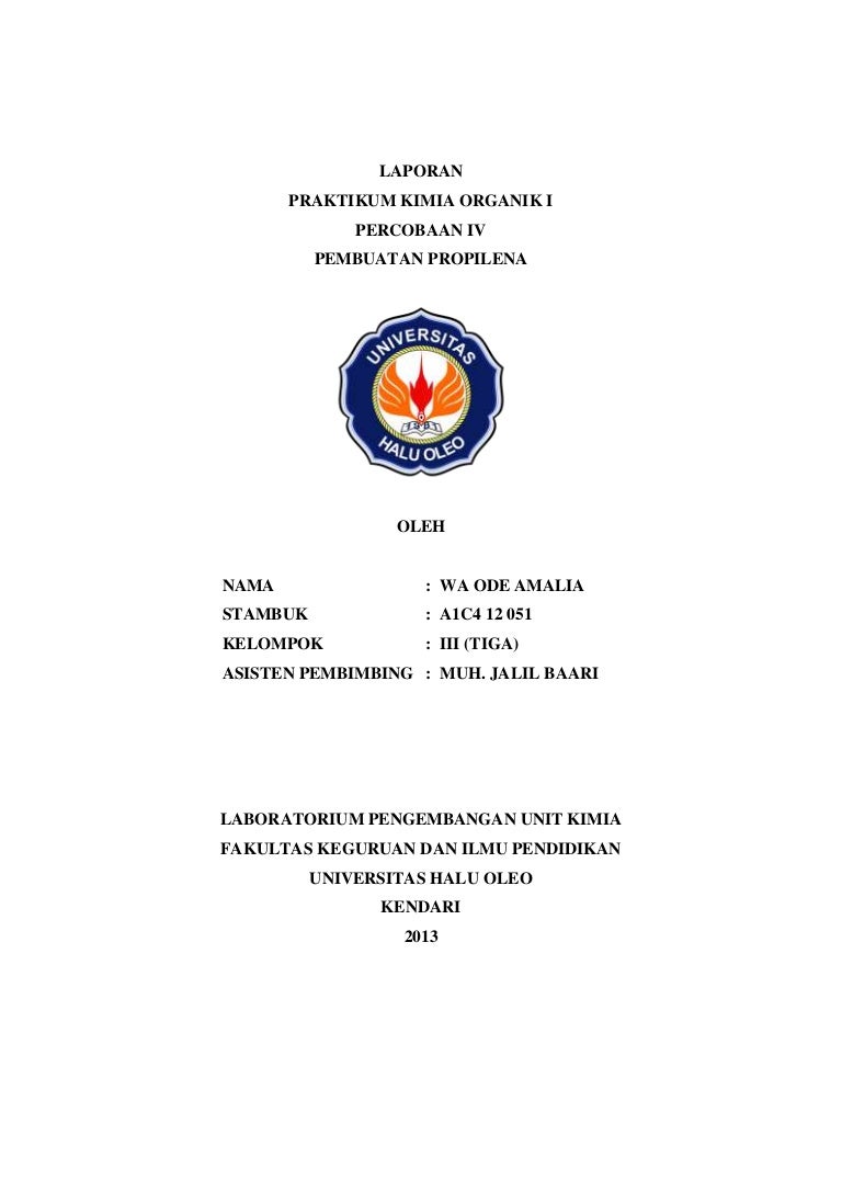 laporan praktikum pembuatan Propilena