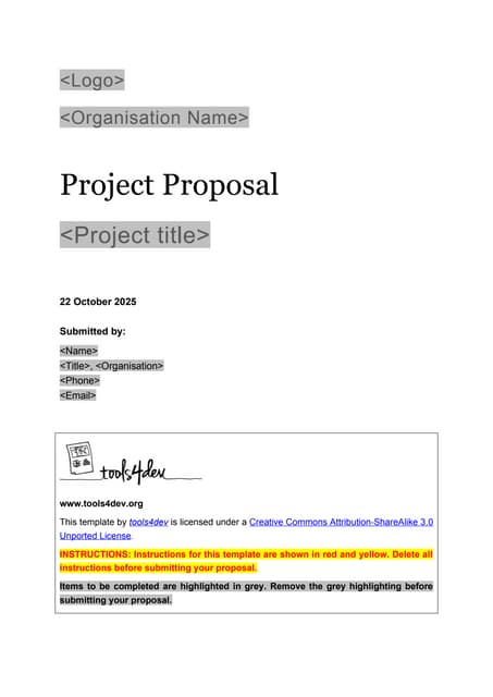 Contoh dokumen Proposal Hibah/Grant Template