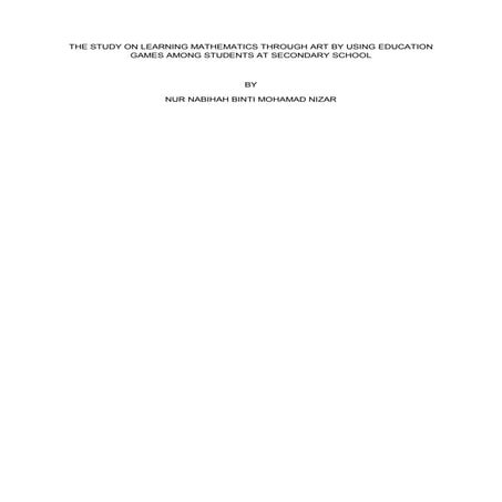 Example of Proposal : THE STUDY ON LEARNING MATHEMATICS THROUGH ART BY USING ...