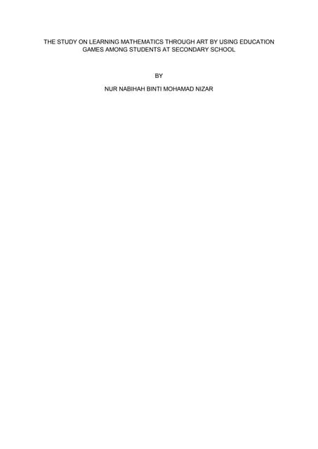 Example of Proposal : THE STUDY ON LEARNING MATHEMATICS THROUGH ART BY USING ...