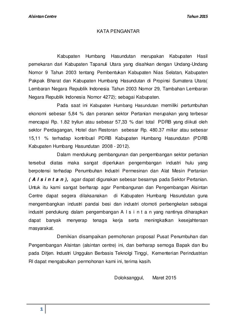 Proposal alsintan centre humbahas