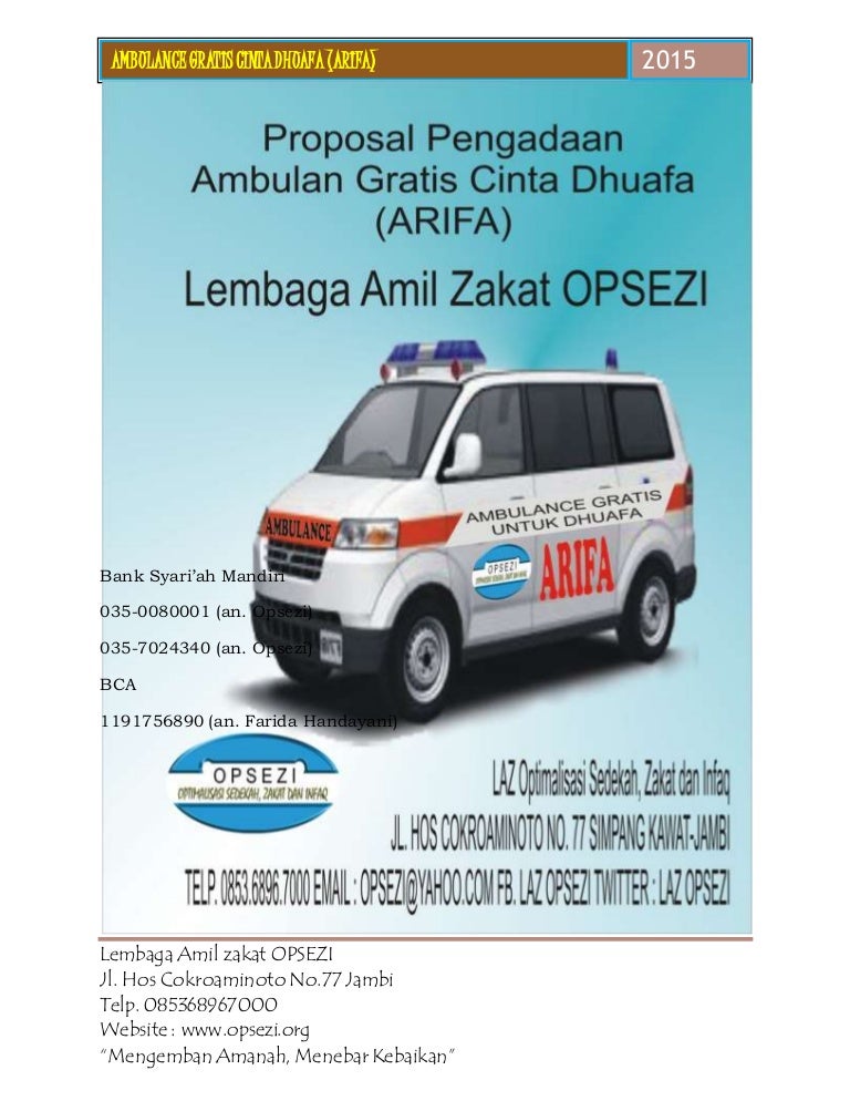 Proposal Ambulan Gratis Cinta Dhuafa Arifa