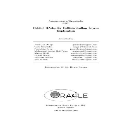 Orbital Radar for Callisto shallow Layers Exploration (ORACLE)