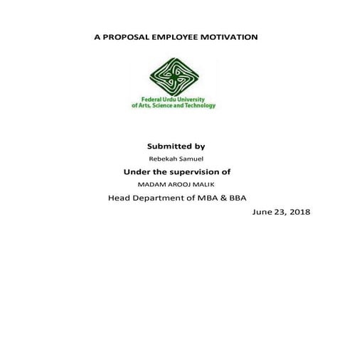 Proposal employee Motivation