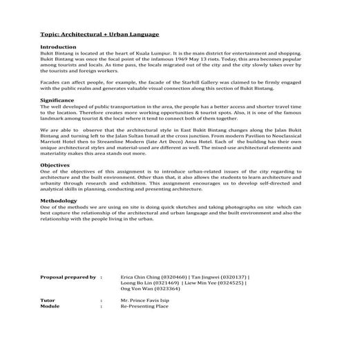 Re-presenting Place - Essay+Proposal (Architecture+Urban Language ft. Bukit B...