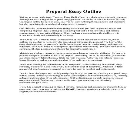 Proposal Essay Outline | PDF