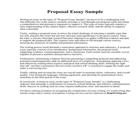 Proposal Essay Sample. Alfred University | PDF