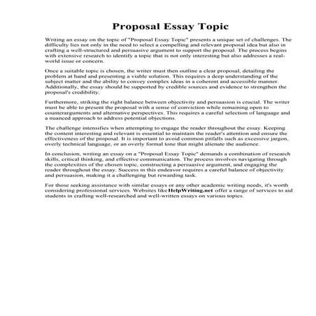 Proposal Essay Topic