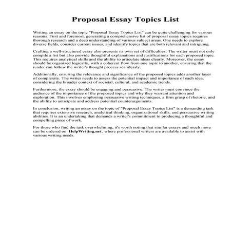 Topics For A Proposal Essay. Philadelphia College of Osteopathic ...