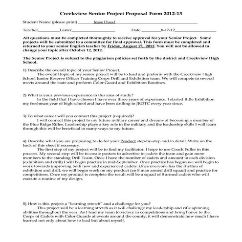 Hannah Homiller Senior Project Proposal Form | DOCX