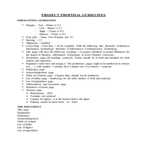 project Proposal guidelines