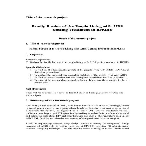 Proposal hiv aids family burden old