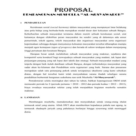 Proposal mushola al-musyawaroh