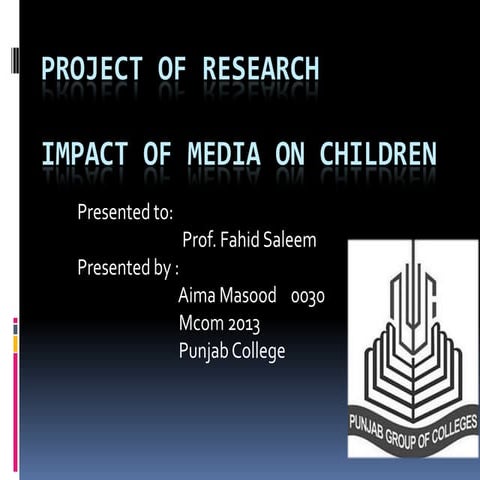 Proposal on research 'imapct of television on children'