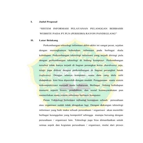 Proposal pelayanan pelanggan pln rayon pandeglang