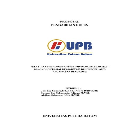 Proposal pengabdian kepada masyarakat 2015