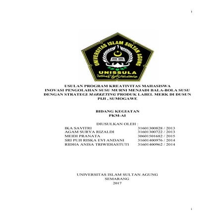 PKM Artikel Ilmiah - inovasi pengolahan susu murni di Desa Sumogawe Dusun Piji