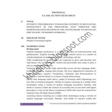 Proposal PTK BERBAHASA INGGRIS  --- demostrative method at procedure text----