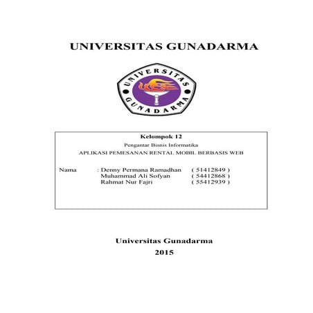 Proposal Aplikasi WEB Rental Mobil