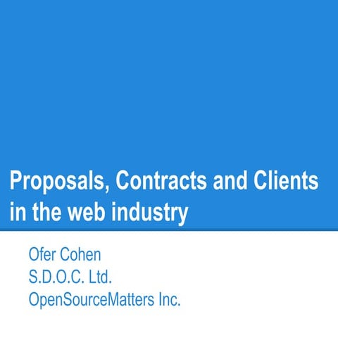 Proposals, contracts and clients for web developers - Ofer Cohen