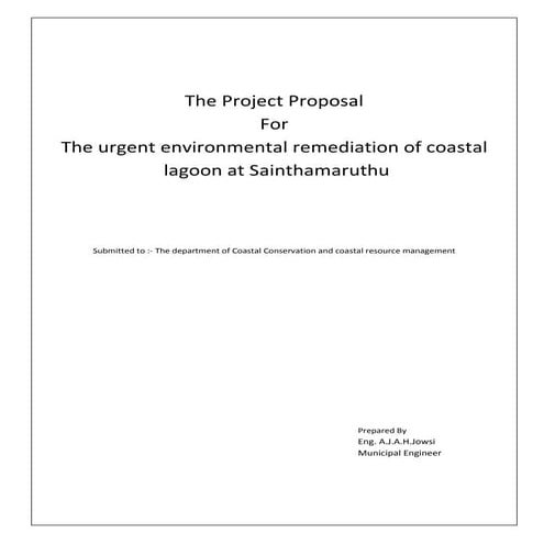 Proposal for the urgent environmental remediation of 