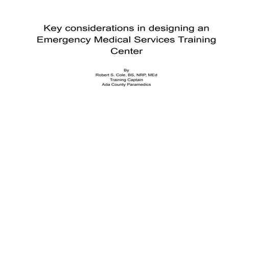 Proposal to establish a new training center for Multi Agency EMS Training v1....