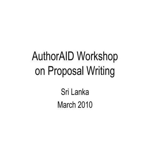 Proposal Writing workshop for students and researchers