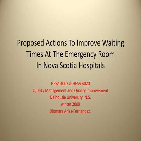 Proposed actions to improve waiting times at the emergency room