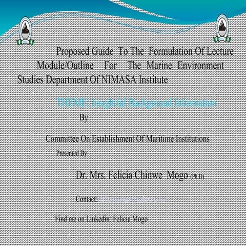 Proposed guide to the formulation of marine environment studies