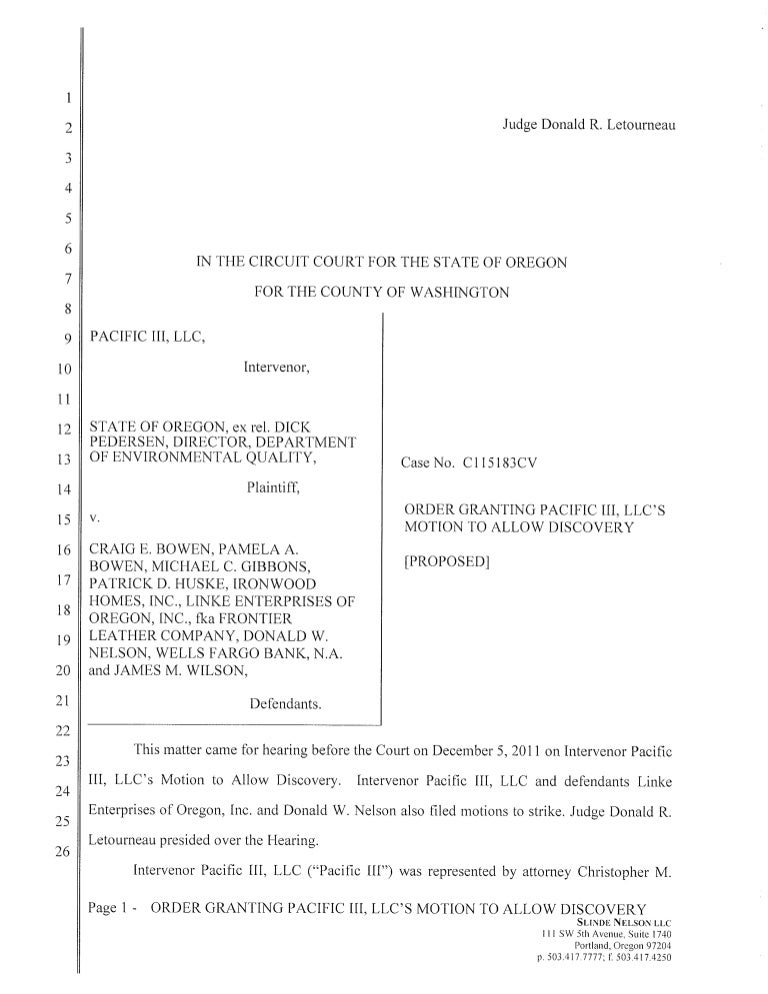 Motion to allow discovery