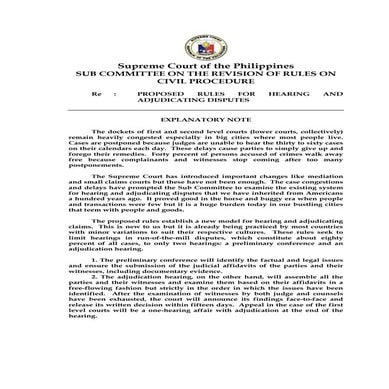 Proposed rules on hearing & adjudicating disputes