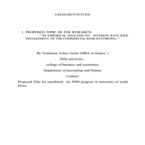 Proposed topic of the res an emperical analysis on interest rate risk managem...