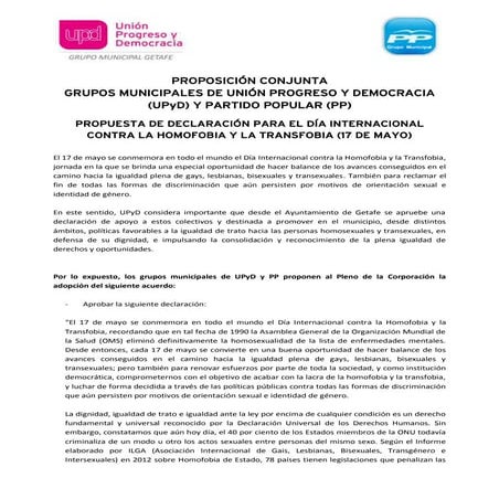 Proposición conjunta contra la homofobia