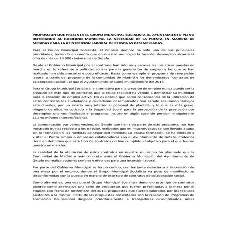 Proposicion empleo colaboracion social