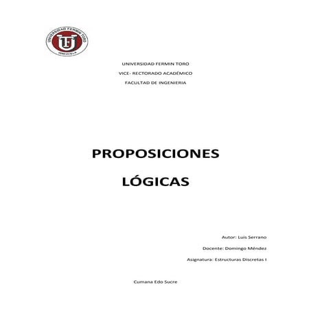 Proposiciones lógicas luis serrano
