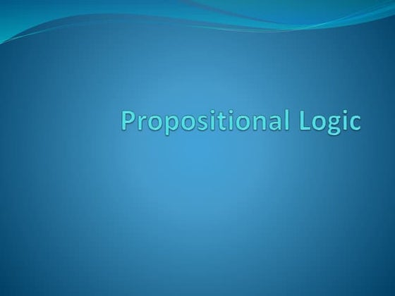 AI Propositional logic | PPT