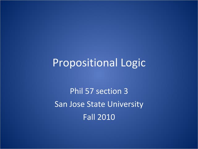 Propositional logic | PPT | Programming Languages | Computing