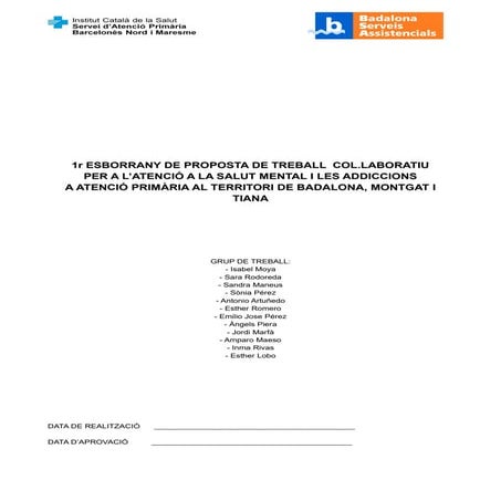 Proposta de Treball Col·laboratiu per a l'atenció a la Salut Mental i Addicio...