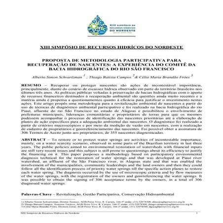 Proposta de Metodologia participativa para recuperação de nascentes
