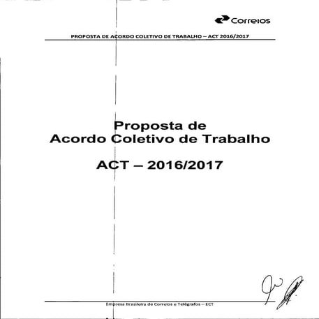 Proposta de acordo coletivo de trabalho 2016 2017 - 13-09-2016
