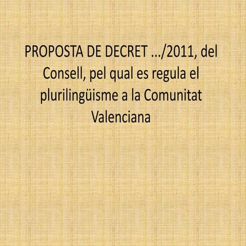 Proposta de decret plurilingüisme 2011