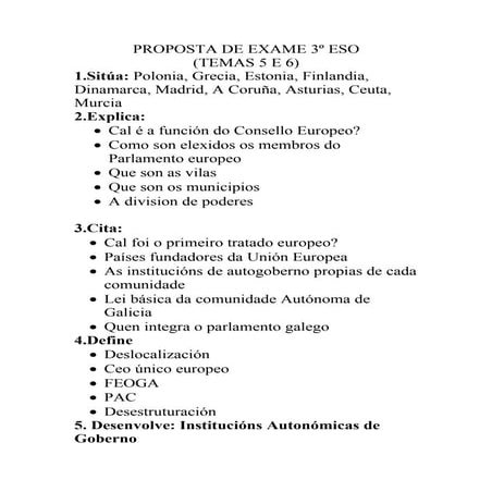 Proposta de exame 3º eso