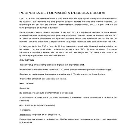 Proposta de formació