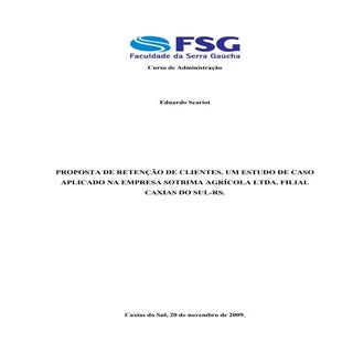 Proposta de retenção de clientes. u...